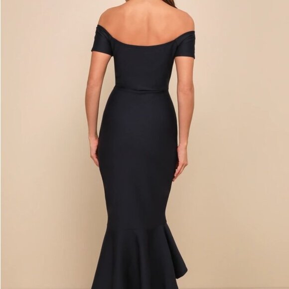 Lulus How Much I Care Midnight Blue Off-the-Shoulder Midi Dress Size L - Picture 2 of 4